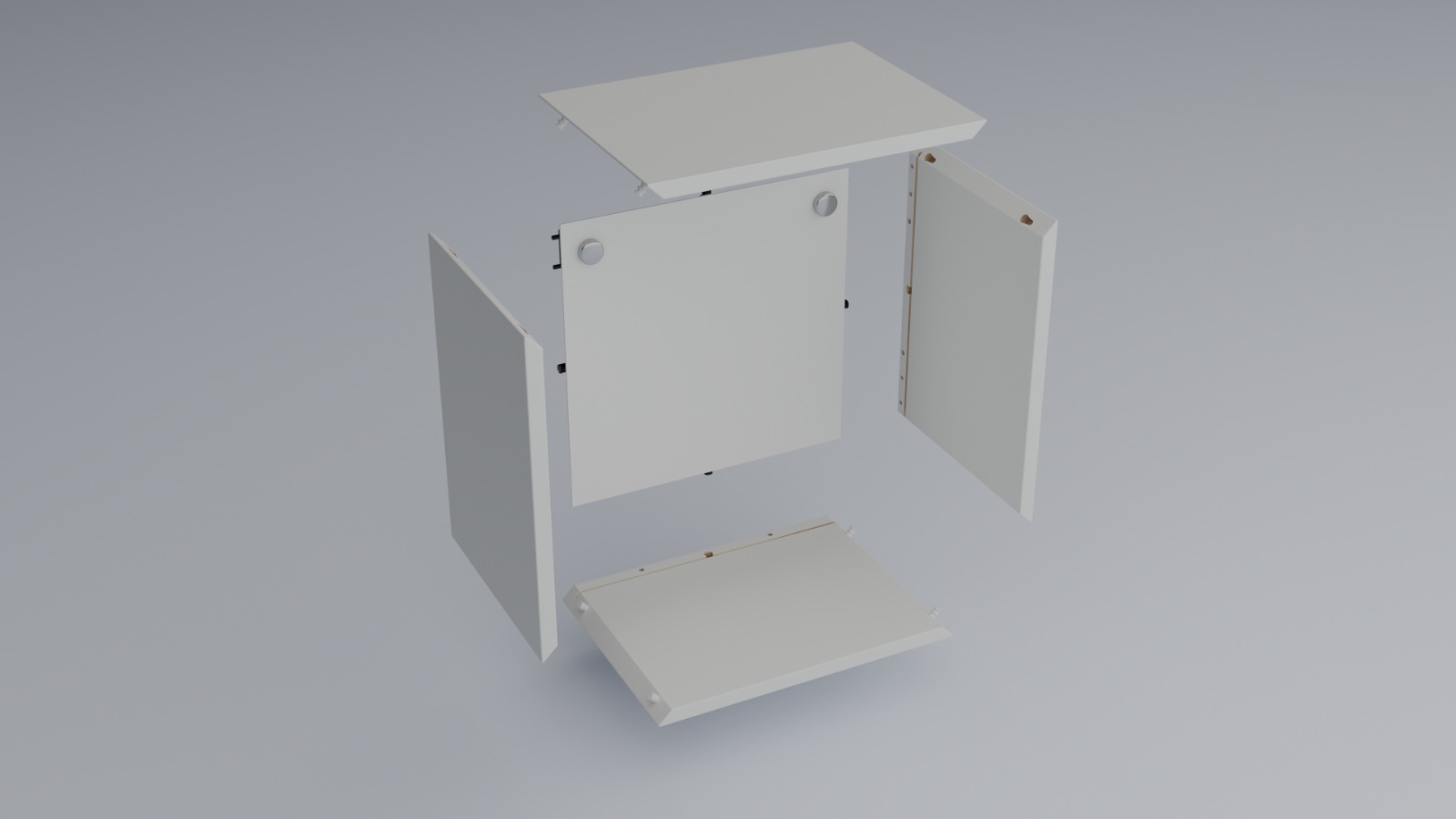 render de un mueble desmontado en 3d