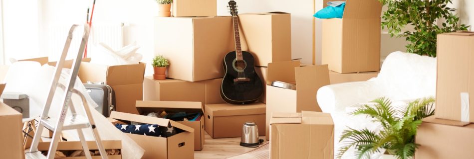 Casa llena de cajas de mudanza